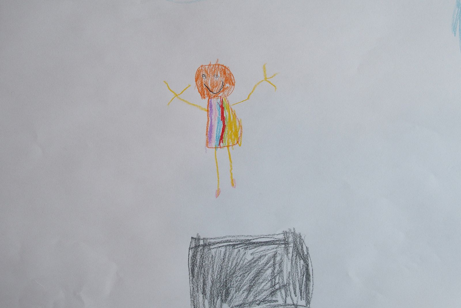 Kinderzeichnung von Bella Ball auf einem Trampolin