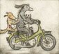 Die Bremer Stadtmusikaten auf einem Motorroller