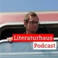 Foto des Comic-Zeichners Jens Genehr, der aus einem Fenster guckt, davor der Schriftzug des Literaturhaus-Podcasts