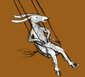 Illustration eines Esels, der schaukelt