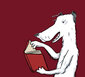 Illustration eines Hundes, der ein Buch liest
